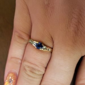14k Gold sapphire and diamond ring